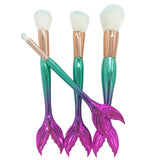 Cute 4 Piece Mermaid Fishtail Makeup Brush Set