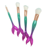 Cute 4 Piece Mermaid Fishtail Makeup Brush Set