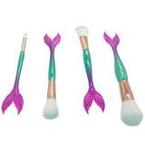 Cute 4 Piece Mermaid Fishtail Makeup Brush Set