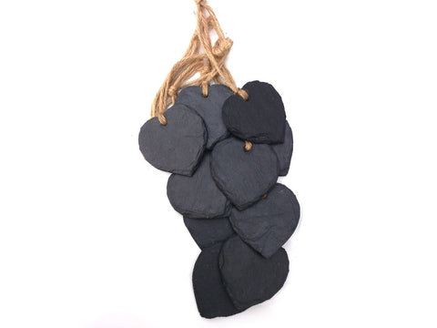10 piece heart shaped natural slate wedding favours.
