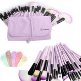 32 Piece Lavender Makeup Brushes Set With Bag