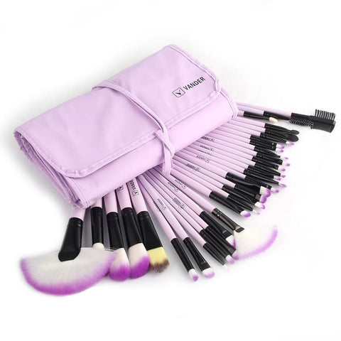 32 Piece Lavender Makeup Brushes Set With Bag